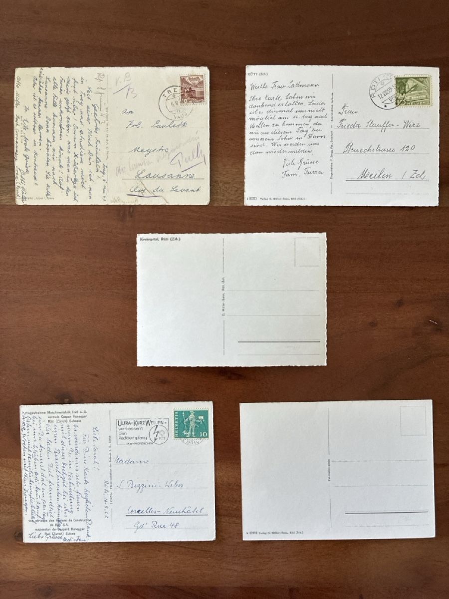 Cartoline postali: 9 Ansichtskarten Schweiz von Rüti ZH – Usato da Oftringen venduto da Cla.vD.74 3