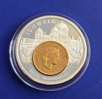 Schweiz Bern Bundeshaus versilbert mit vergoldeter 5 Rp