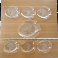 7 Assiettes poisson verre vintage . Mets à poisson🐠🐟🐡