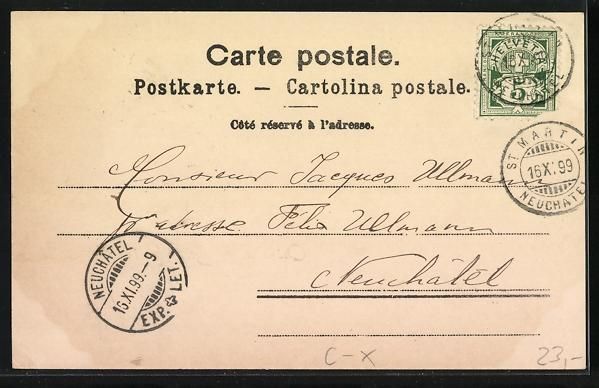 Cartoline postali: AK Chézard, St. Martin, 1899 – Usato da Berlin venduto da bartko-reher 1