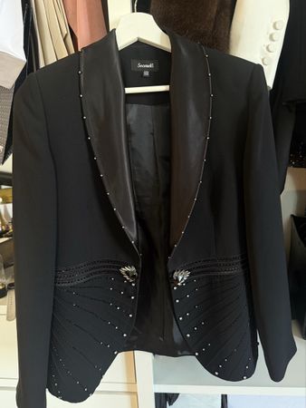 Eleganter Blazer mit Strassdetails – Schwarz, Gr.42, wie Neu