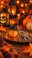 Halloween Kürbis mit Hexenhut – Schlüsselanhänger