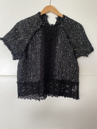 Schickes Tweed Top mit Spitze, ideal für den Sommer!