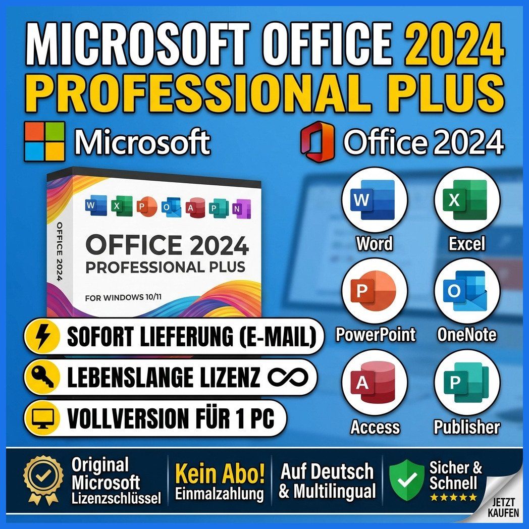 Microsoft Software: Microsoft Office 2024 Pro Plus - Original-Lizenz – Gebraucht aus Pieterlen von LizenzDrache