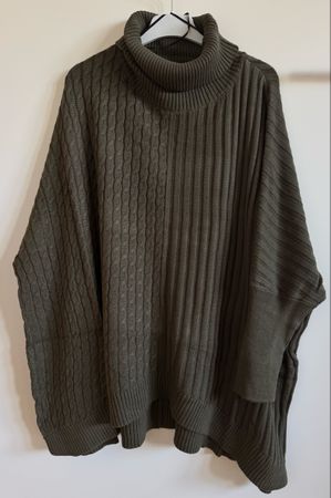 Pull poncho oversize Bonprix kaki, taille 2XL, 