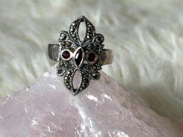 Vintage Silberring 925 mit rotem Stein