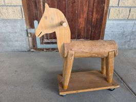 Alt Holz Schaukel Pferd - Kinder Spielzeug Wagen