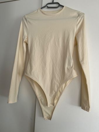 Body mit langen Ärmeln, Crème, Grösse XS