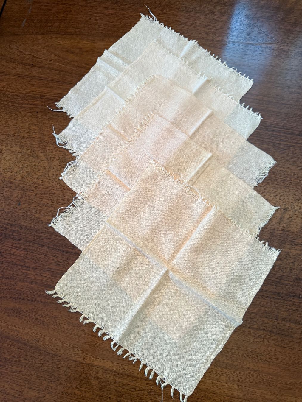 Tovaglioli: 5 Leinen-Servietten mit Fransen 25x25cm – Usato da Erstfeld venduto da Uhu1980