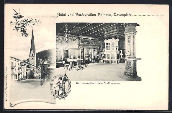 Cartoline postali: Davos, Der neurestaurierte Rathaussaal,  – Usato da Berlin venduto da bartko-reher