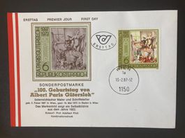 Österreich 1987 illustr. FDC Albert Paris Gütersloh Maler