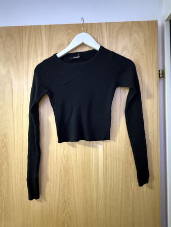 Langarmshirt schwarz Grösse M gerippt guter Zustand