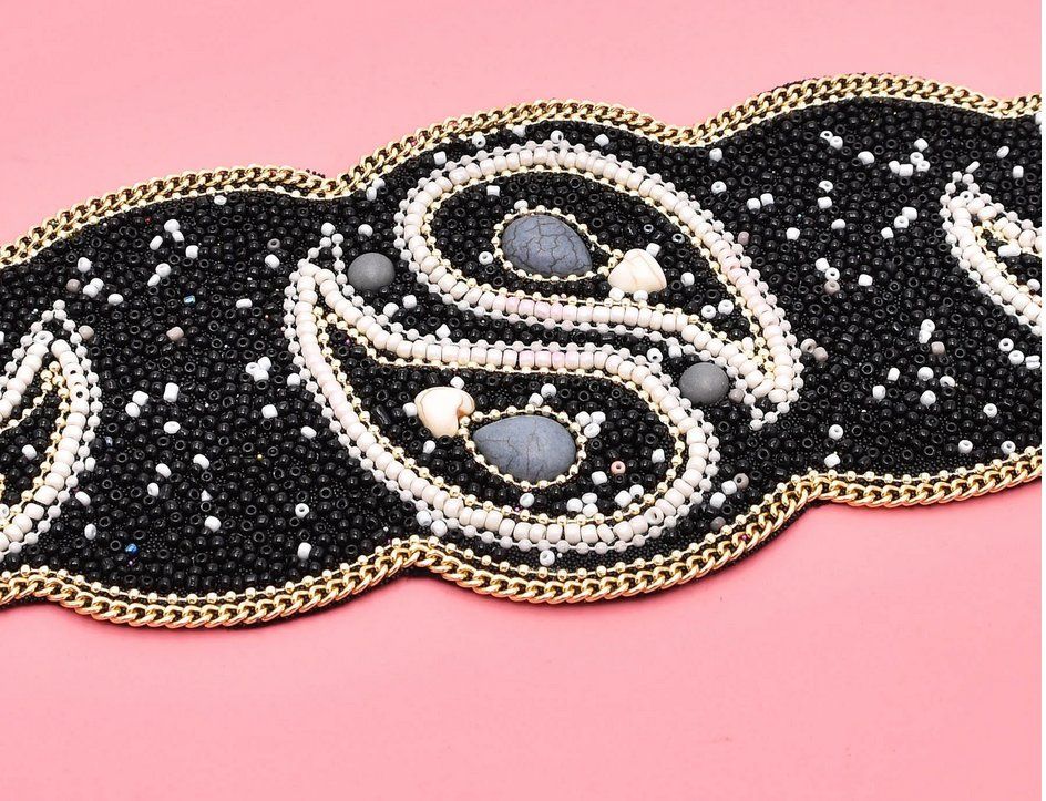 Gürtel: Elastischer Gürtel Bagua Anhängern schwarz - Ceinture – Neu und originalverpackt aus Lausanne von FASHION-WORLD-SHOP 2