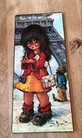 Gemälde Michael T.: Mädchen vor Eiffelturm, Vintage Stil!