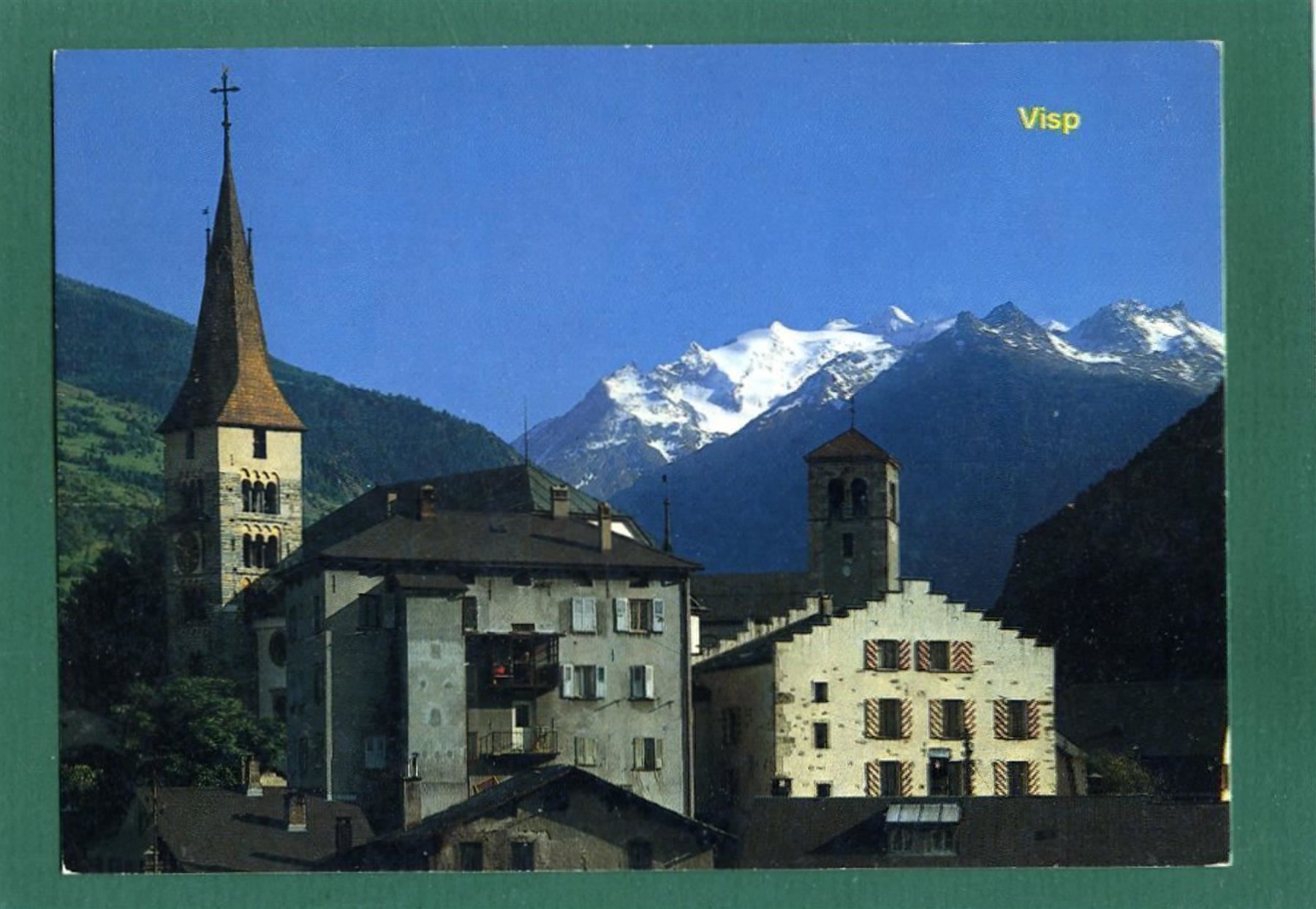 Cartoline postali: Visp, Kirchen, Balfrin, Mischabel, ungelaufen, Grossformat – Usato da Sargans venduto da Hausi1951