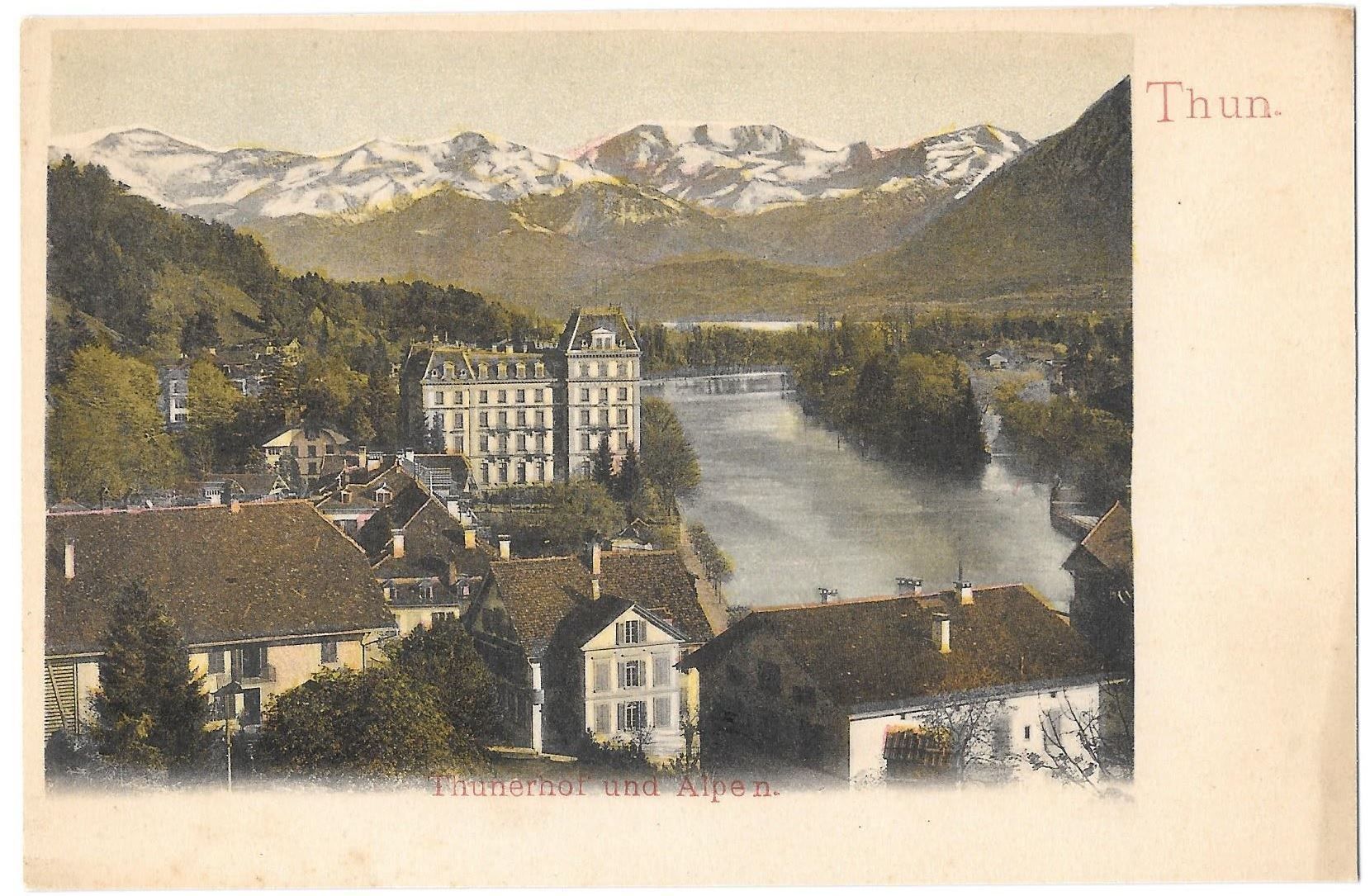Cartoline postali: Thun Thunerhof und Alpen – Usato da Olten venduto da clotaldi