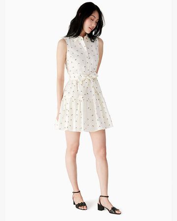 Kate Spade NY Hemdblusen-Kleid Biene Ecru Gr.M Baumwolle Neu