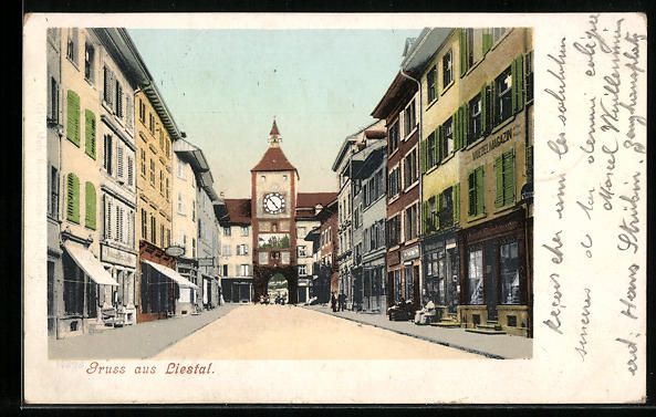 Cartoline postali: Liestal, Strassenpartie, Moebel Magazin – Usato da Berlin venduto da bartko-reher