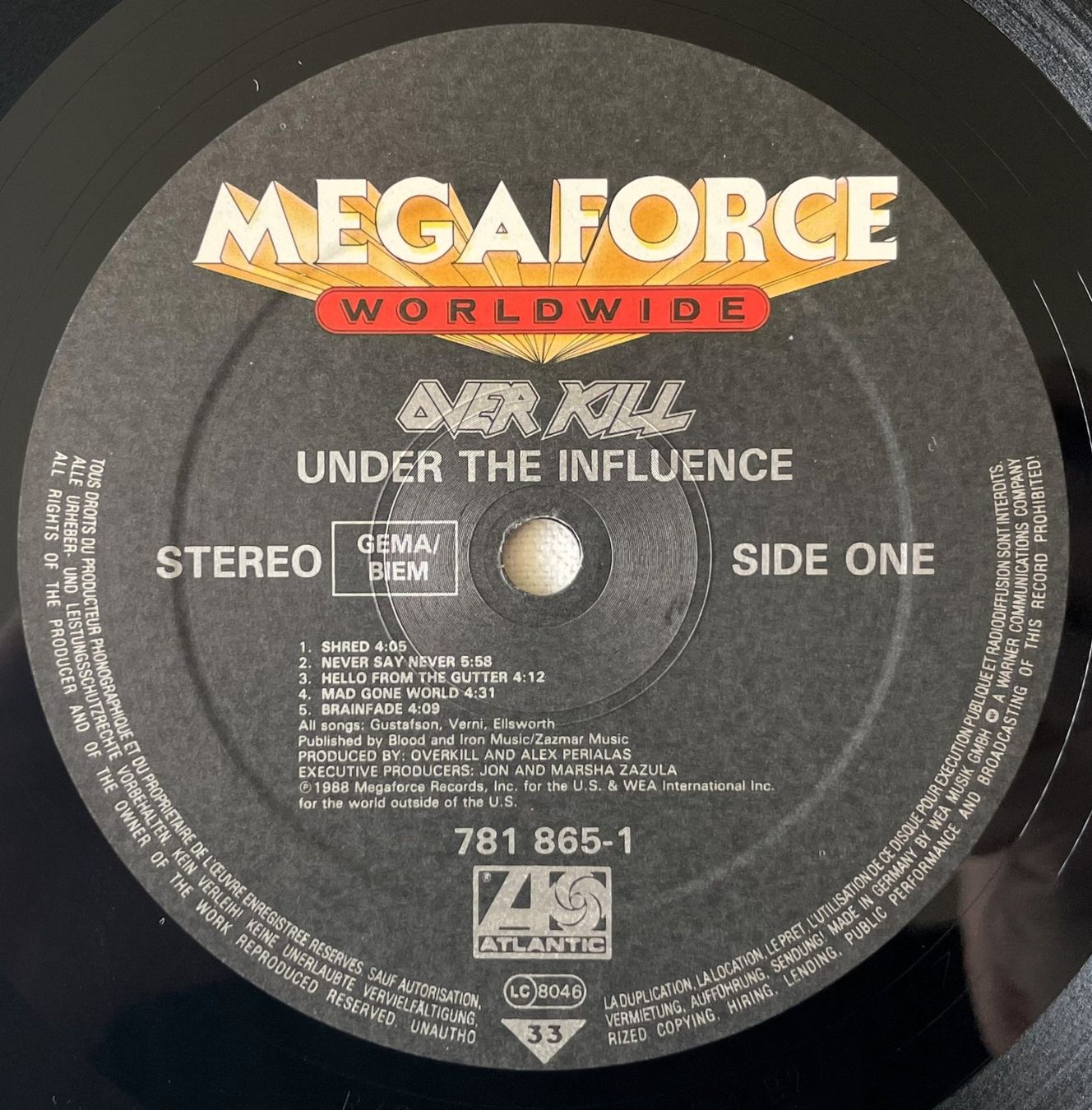 Schallplatten: Overkill – Under The Influence - LP - 1988 - First Press – Gebraucht aus Uster von Zardodel 4