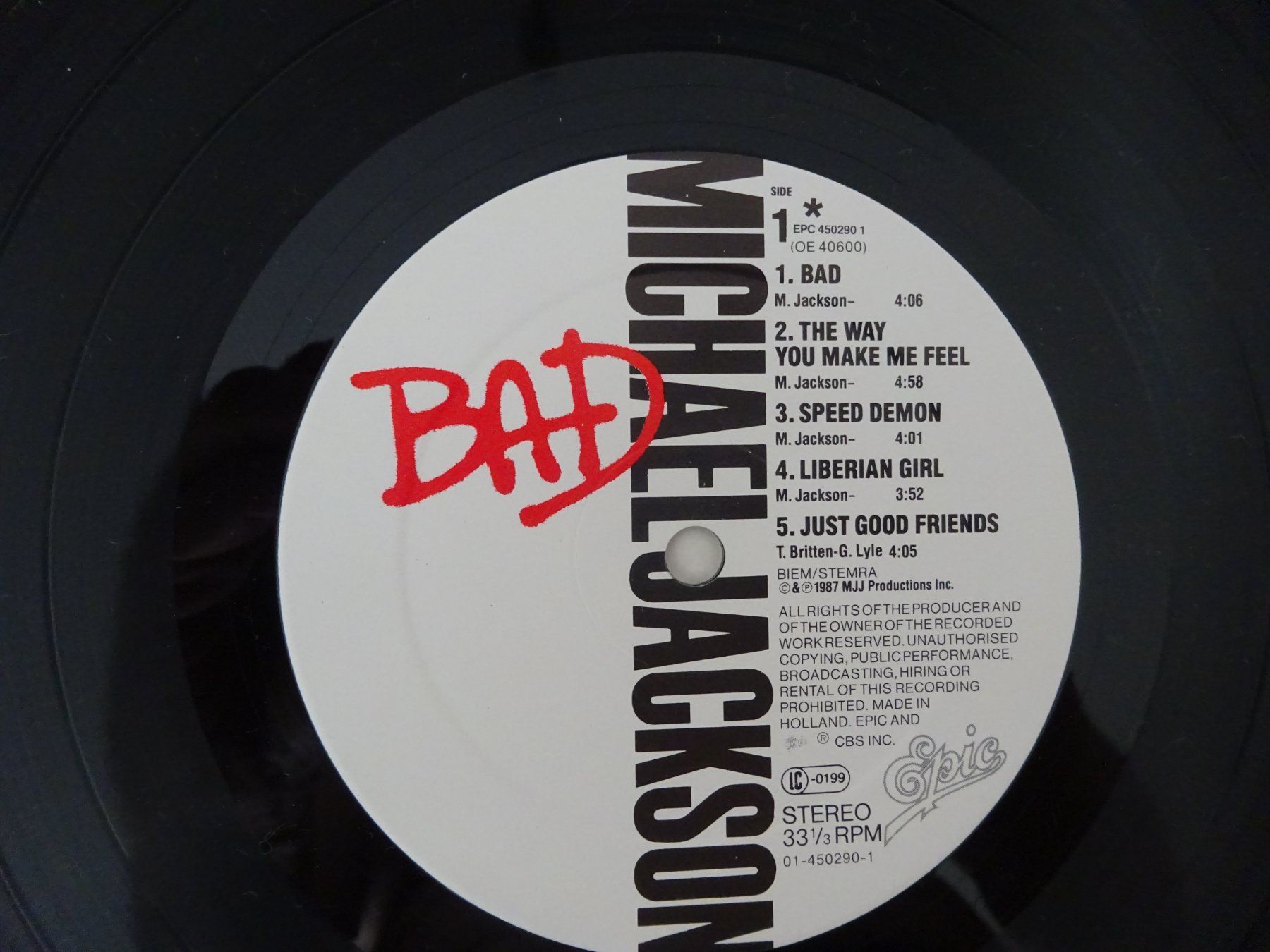 Schallplatten: MICHAEL JACKSON ** BAD – Gebraucht aus Luzern von xrayspex99 5