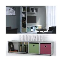 LUDUS Raumteiler 144x36cm - Beton Paravent Regal