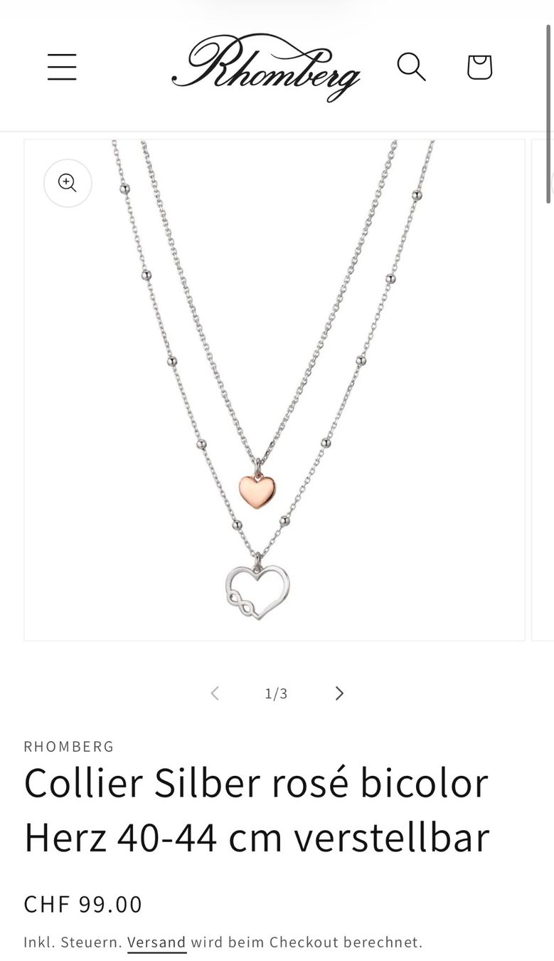 Catenine: Rhomberg Collier Silber rosé (neu) – Nuovo e nell'imballaggio originale da Nesslau venduto da chi_w9mw