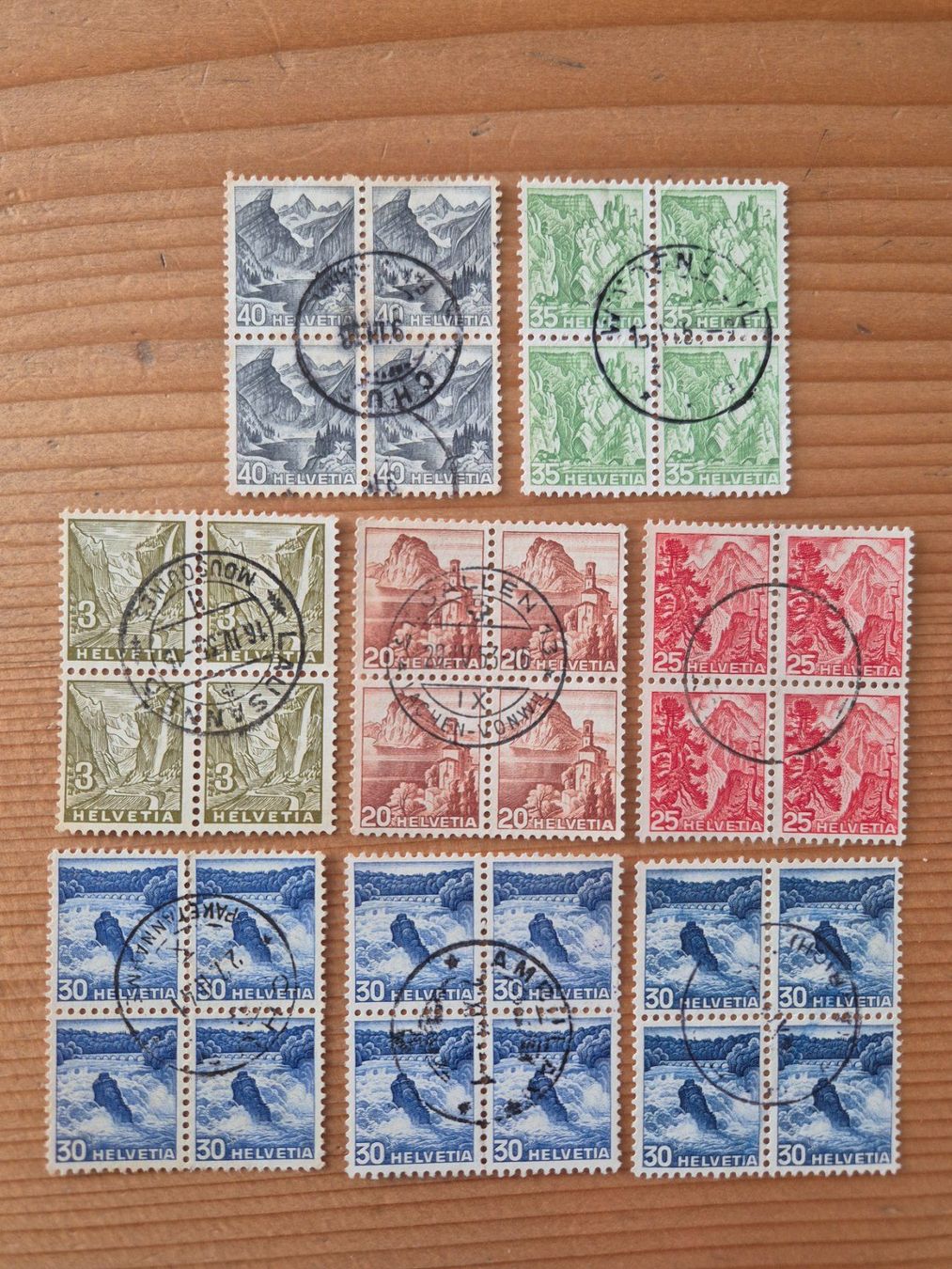 Tutti i francobolli: CH-Briefmarken 4-er Blöcke gestempelt gem.Bild C15 – Usato da Oberuzwil venduto da ceeg7