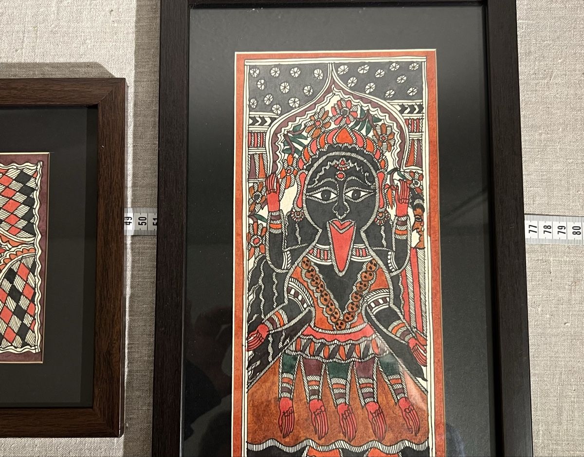 Dipinti: 3 peintures Madhubani Inde divinités, encadrées – Usato da Genève venduto da DELIRBEADS 7