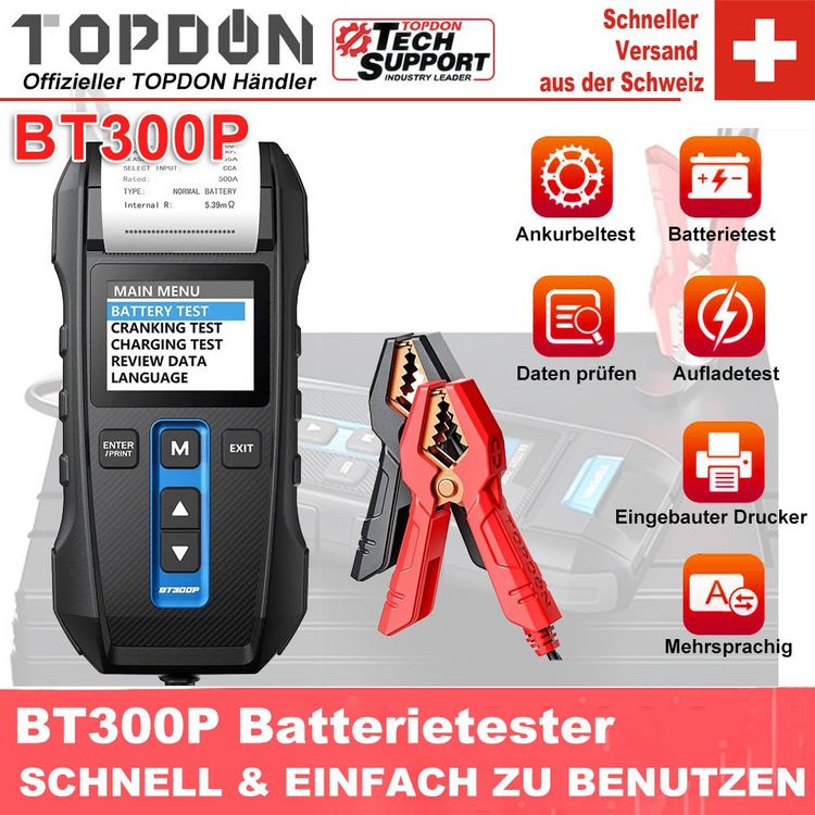 Topdon BT300P Druck 12V Auto Batterie Tester