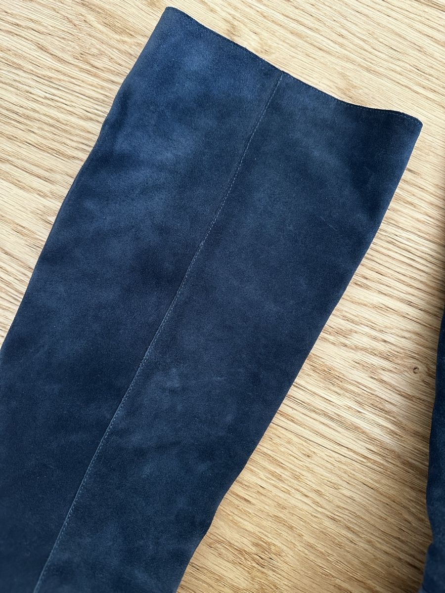 Scarpe da donna: Suede Leather Knee High Heel Boots, Blue, 37 – Usato da La Croix (Lutry) venduto da secondhandZara 2