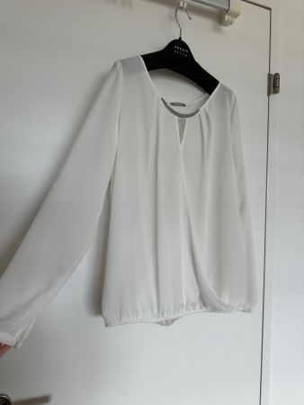 Damenbluse weiss mit eleganten Details - L - NEU!