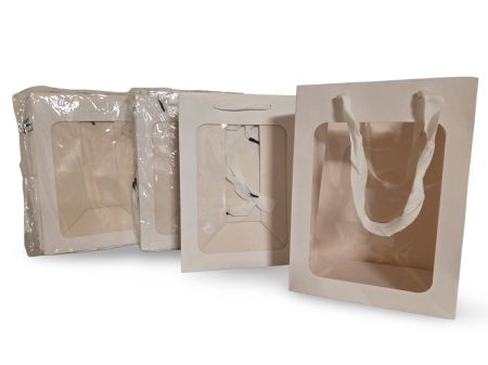 Weisse Geschenktaschen mit Fenster, 28 Stück