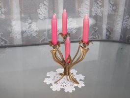 4flammiger Jugendstil *Flower* Design Messing Kerzenständer