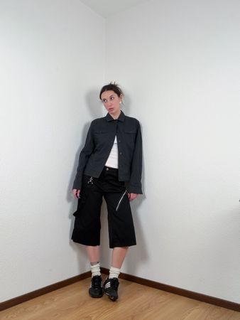Black Pistol Cropped Pants, Y2K Style