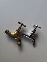 Zwei Wasserhähne, Chrom und Messing, Vintage Look!