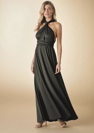 Abendkleid dunkelgrün von NEXT Gr.44 Wickeloptik neuwertig