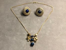 Schmucksset mit Lapis Lazuli aus 18 Karat Gelbgold Au 750