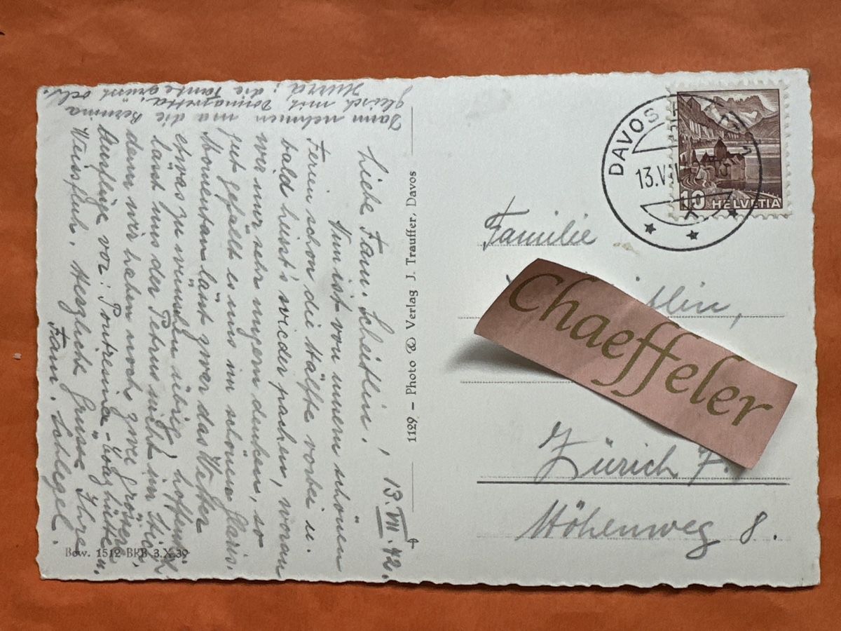 Ansichtskarten: 1942 Glaris Davos – Gebraucht aus Zürich von Chaeffeler 1