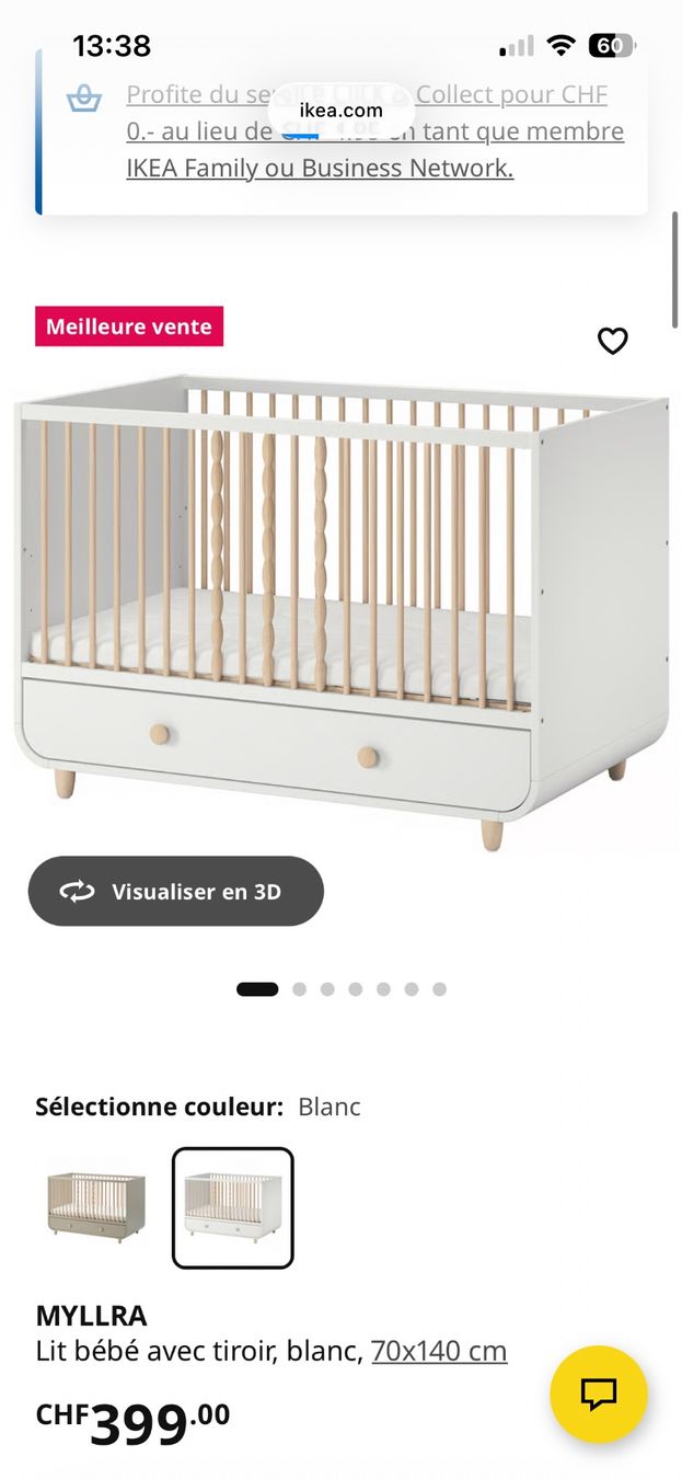 Ikea Letti: Lit bébé 70x140 – Usato da Plan-les-Ouates venduto da ant_5s8h 1