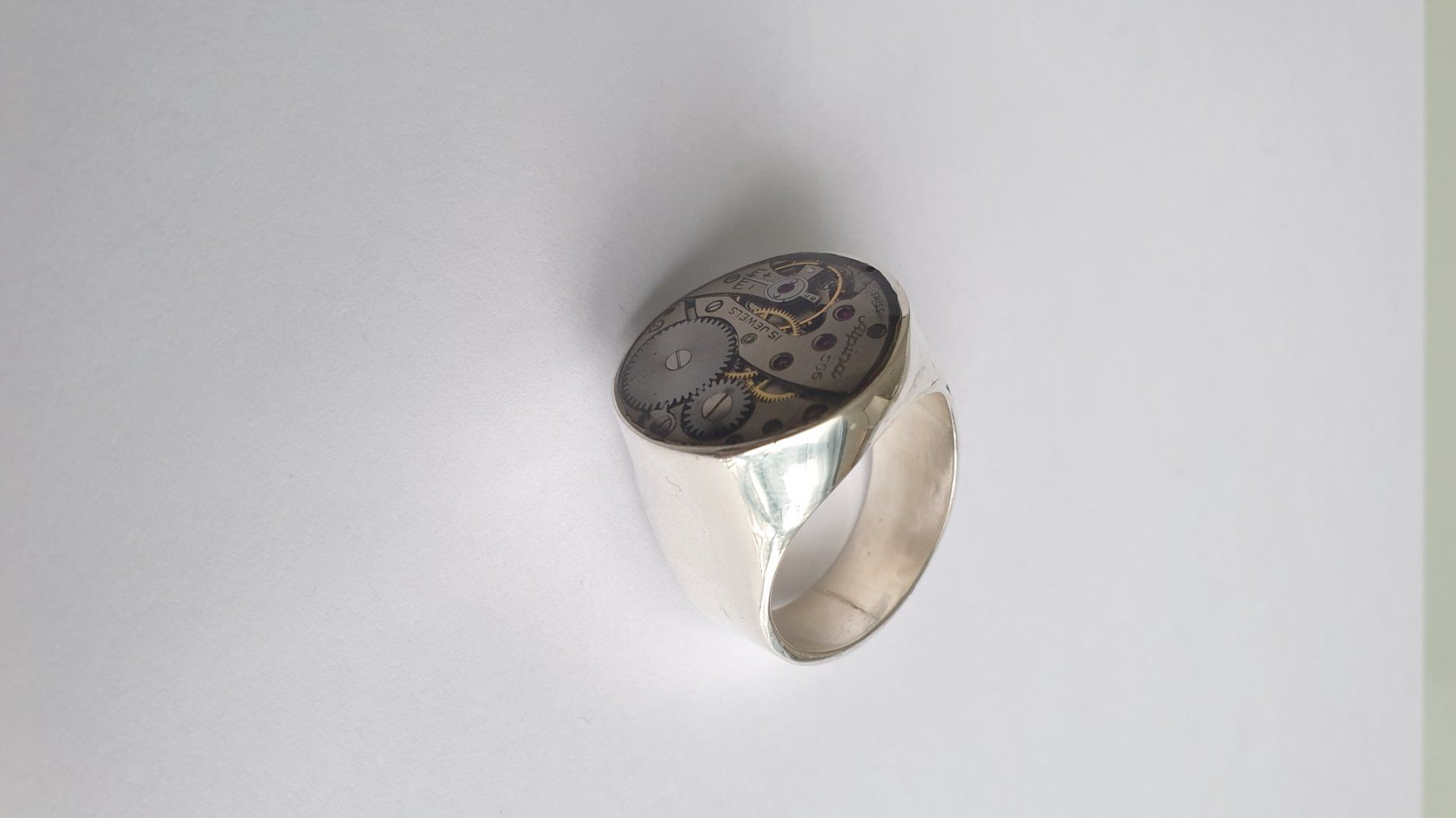 Anelli: Silberring mit mechanischen Uhrwerk hand made – Usato da Wettingen venduto da Hc41 5