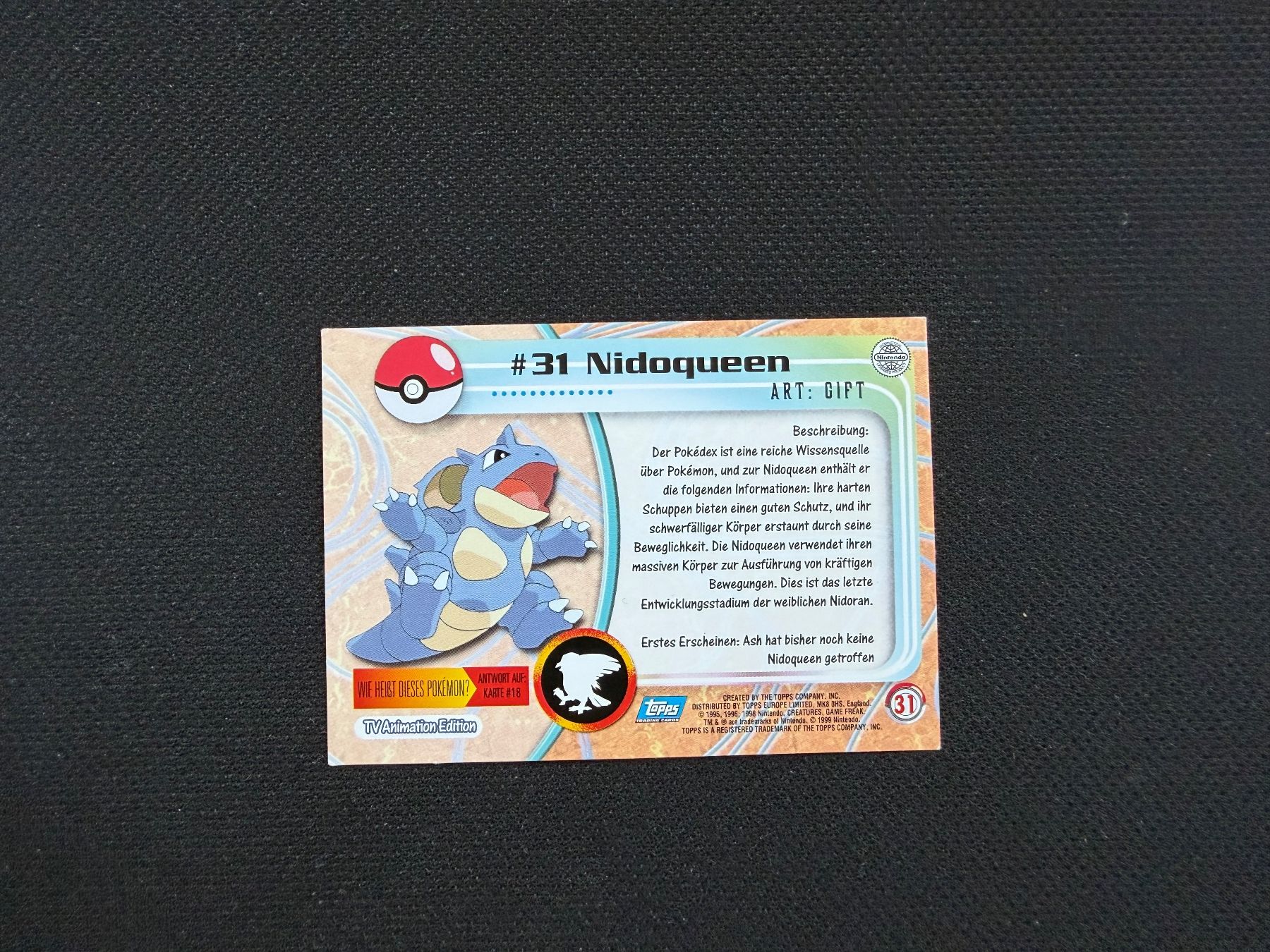 Pokémon Carte collezionabili: Pokémon Topps 1999 - Nidoqueen – Usato da Zürich venduto da mountainwizard00 1