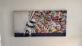 "Banksy" Bild Graffiti - Kind vor Leinwand