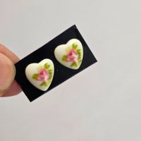 Vintage Ohrringe Herzen mit Rose       655