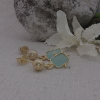 Ohrstecker Aqua Chalzedony Silber 925 gelbvergoldet
