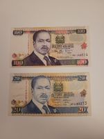 2x Kenia Banknote 20 + 100 Shilingi