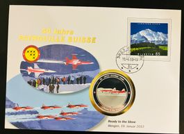 Patrouille Suisse  Numisbrief versilberte Medaille 2013