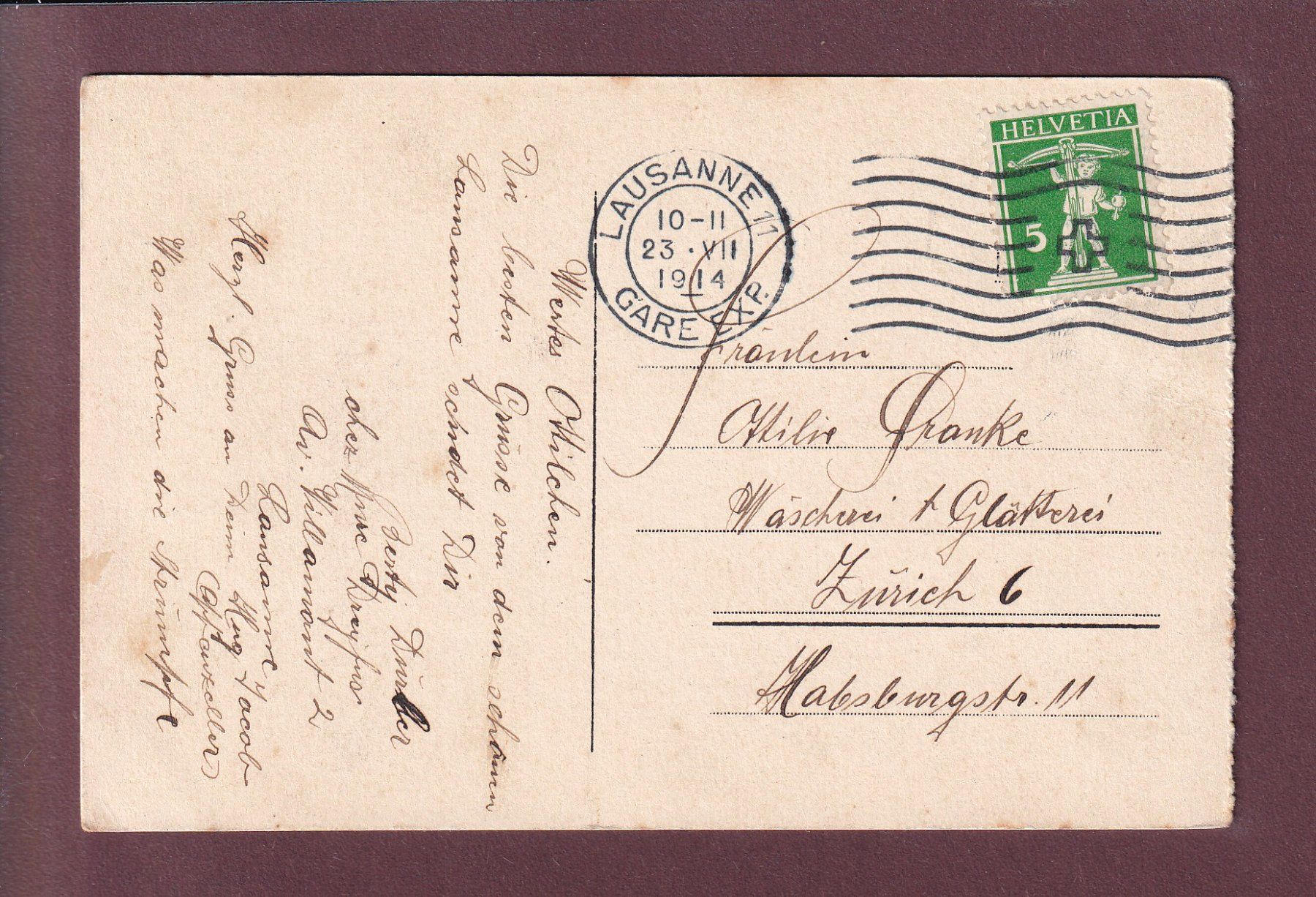 Ansichtskarten: LAUSANNE - Vue partielle - 1914 – Gebraucht aus Pully von nicecards 1