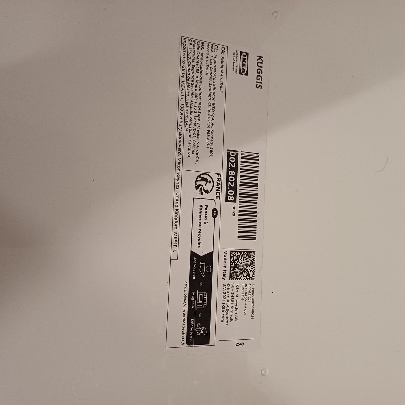 Ikea Behälter & Ähnliches: Insert de rangement IKEA KUGGIS blanc bon état – Gebraucht aus Villeneuve VD von vog_yc5s 1