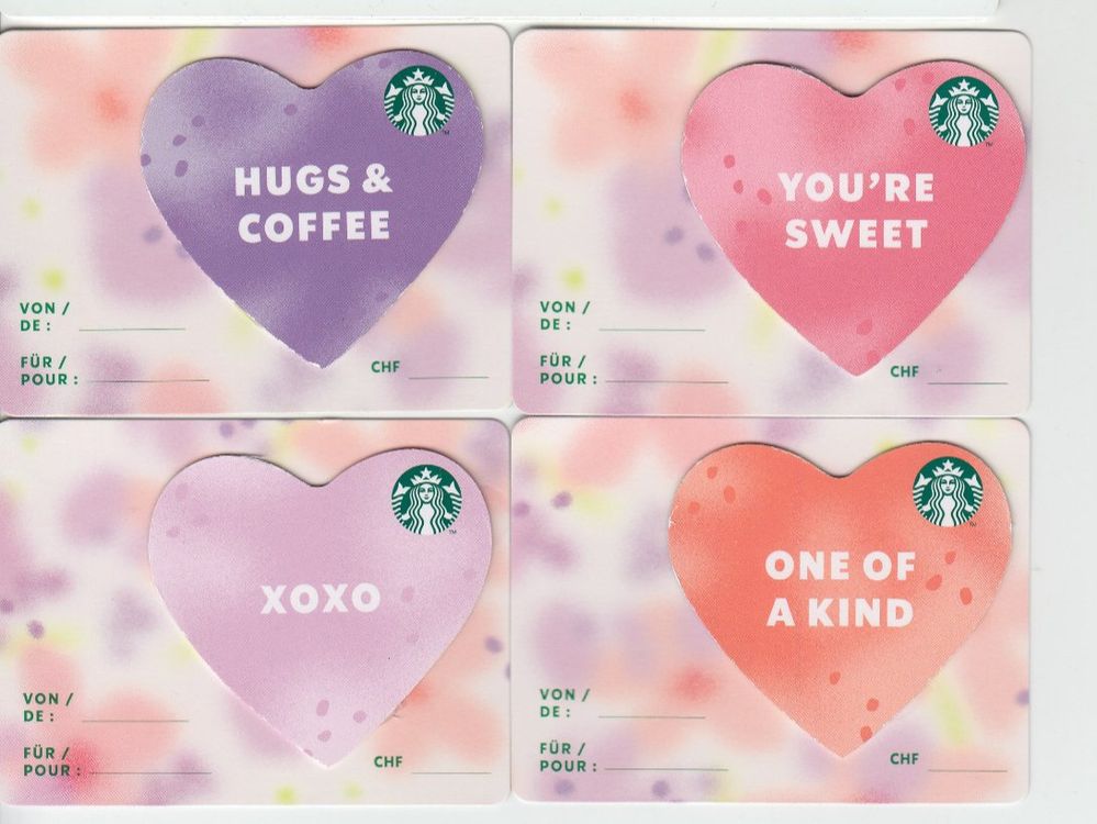 Cartes cadeaux, 4 X Starbucks CH 1