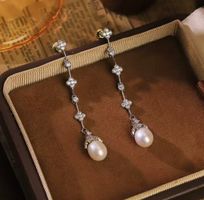 Boucles d'oreilles pendantes, perles vintage